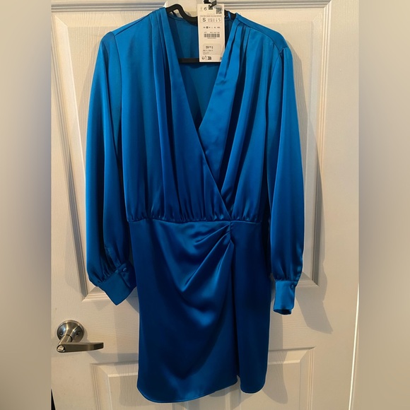 Zara Royal Blue Long Sleeve Dress - Picture 2 of 8